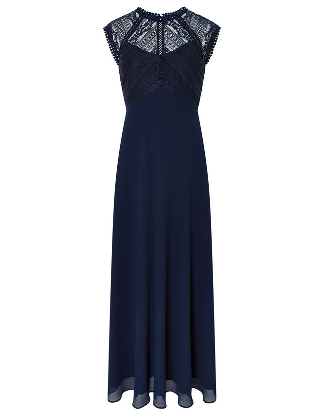 Lolita Maxi Dress with Lace Bodice Blue | Evening Dresses | Monsoon UK.