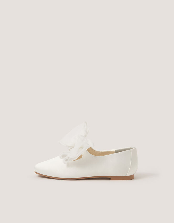 Organza Bow Ballet Flats, Ivory (IVORY), large