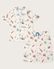 London Space Print Short Pyjamas Set, White (WHITE), large