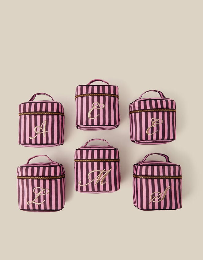 Initial Stripe Velvet Vanity Case, Multi (MULTI), large