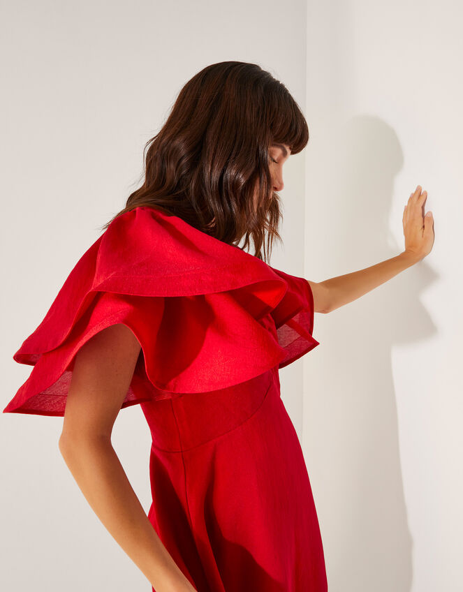 Patricia Ruffle Sleeve Midi Dress, Red (RED), large