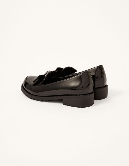 Grosgrain Bow Patent Loafers, Black (BLACK), large