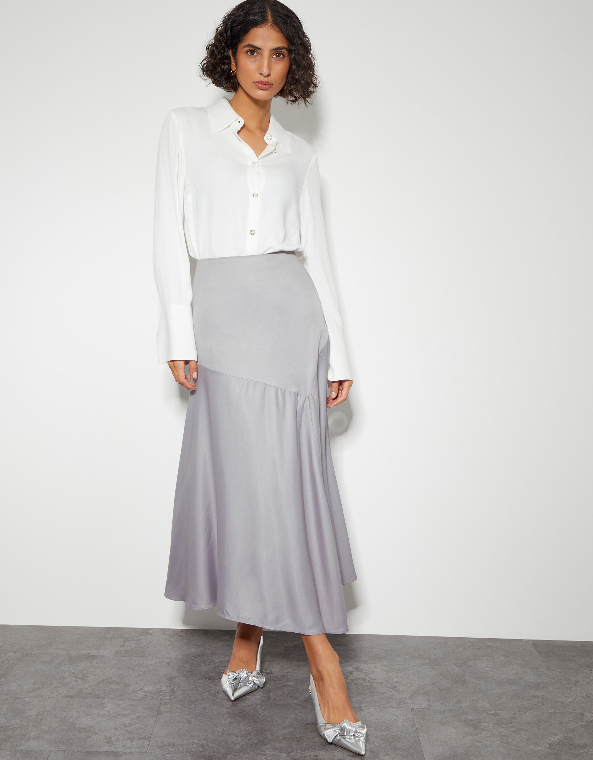 Silver grey skirt uk top