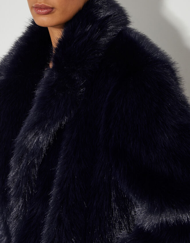Camille Faux Fur Coat, Blue (MIDNIGHT), large