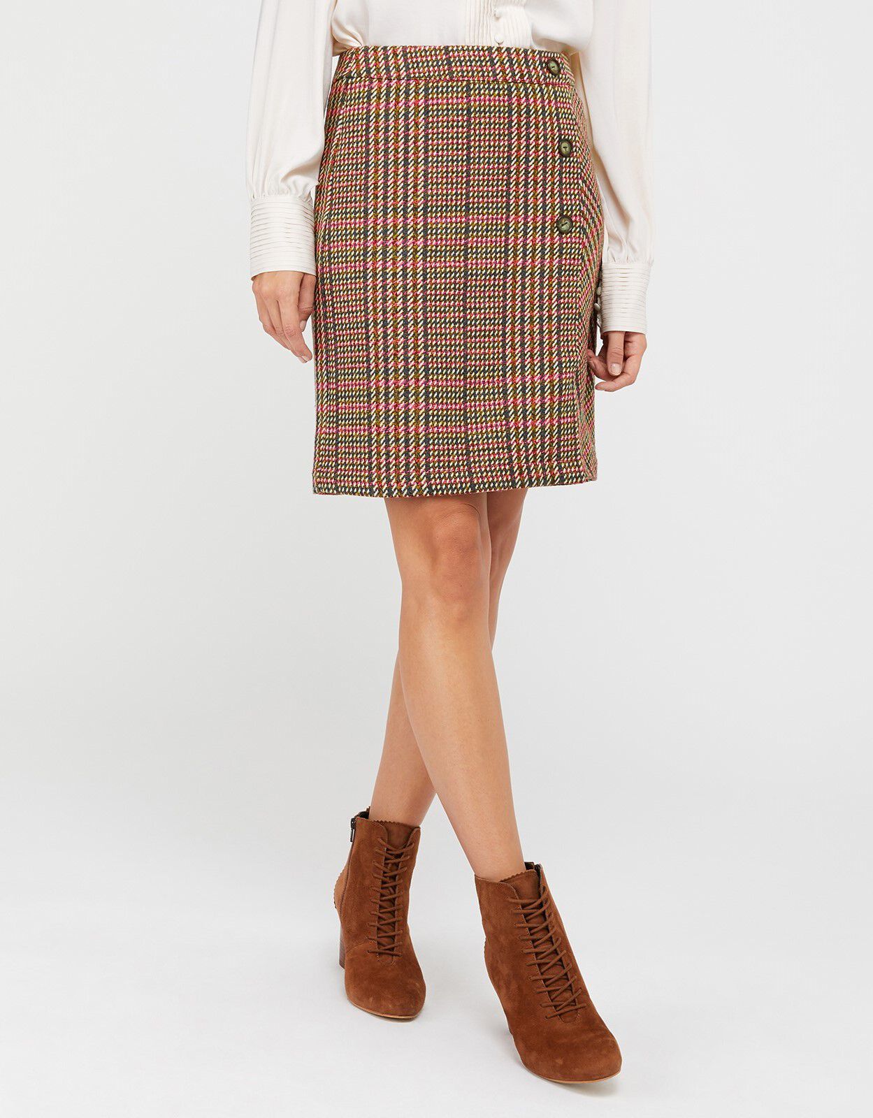 Brown check skirt on sale uk