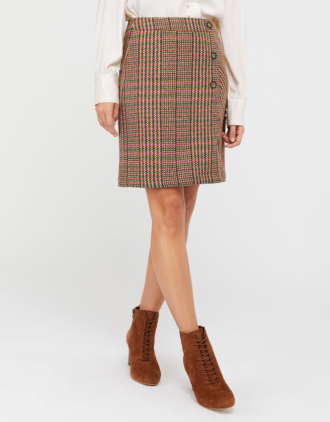 Patsy Check Skirt, Brown (BROWN), large