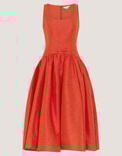 Mila Fit and Flare Midi Dress, Orange (ORANGE), large