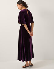 Cecelia Velvet Cape Midi Dress, Purple (PURPLE), large