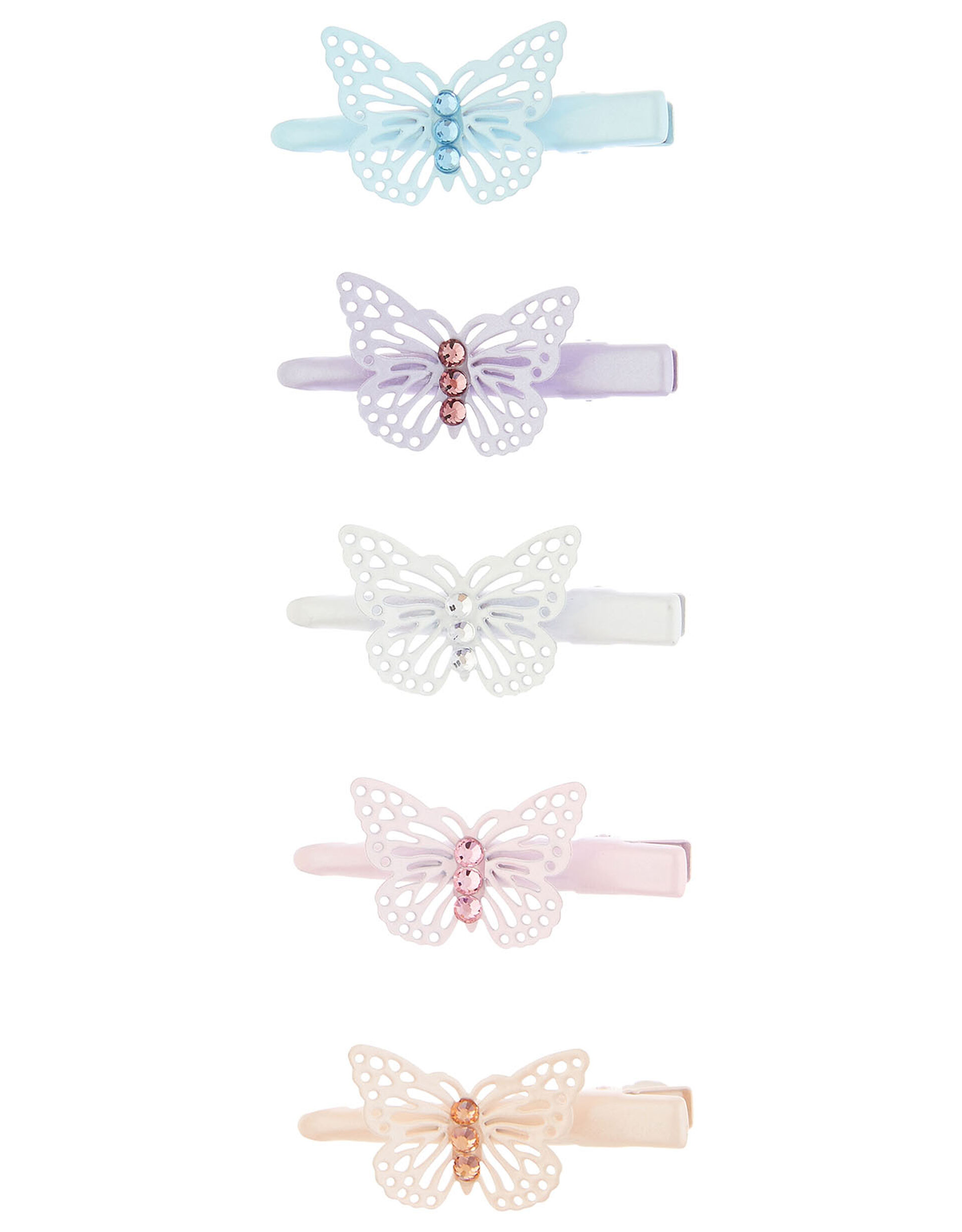 Rainbow Butterfly Hair Clip Set, , large