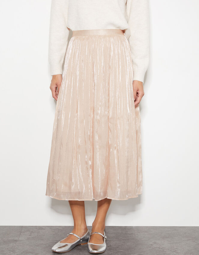 Sia Metallic Shimmer Midi Skirt, Gold (GOLD), large