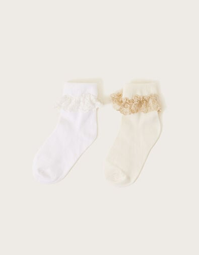 2-Pack Lace Trim Socks, Multi (MULTI), large
