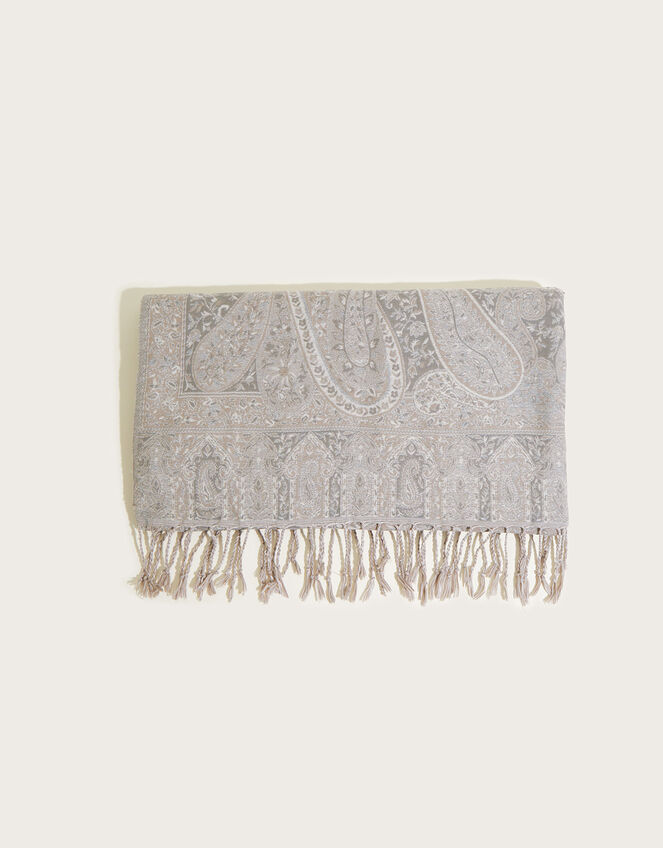Paisley Print Jacquard Scarf, , large