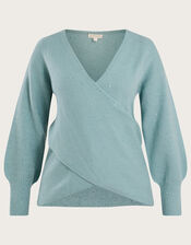 Sequin Ballet Wrap Jumper , Blue (BLUE), large