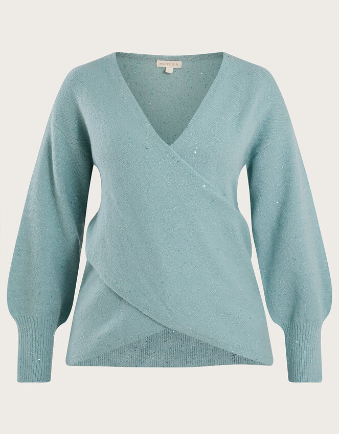 Sequin Ballet Wrap Jumper , Blue (BLUE), large