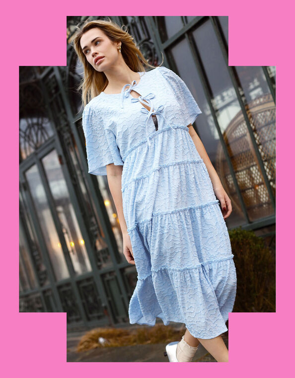 Crās Clarette Bow Midi Dress, Blue (LIGHT BLUE), large