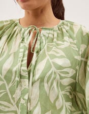 Lillie Leaf Print Blouse, Green (GREEN), large