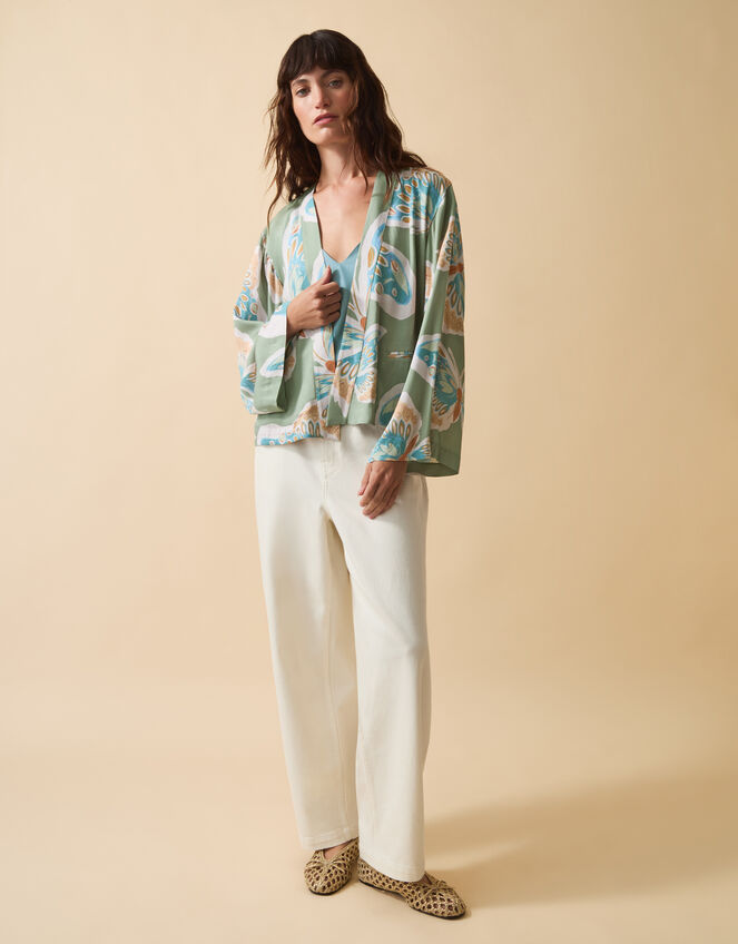 Clemence Aurelie Butterfly Kimono Jacket Green