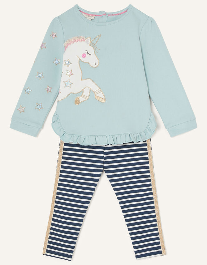 Baby Unicorn Sweatshirt and Leggings, Blue (BLUE), large