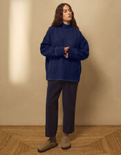 East Rana Funnel Neck Jumper, Blue (NAVY), large