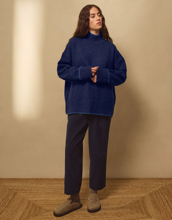 East Rana Funnel Neck Jumper, Blue (NAVY), large