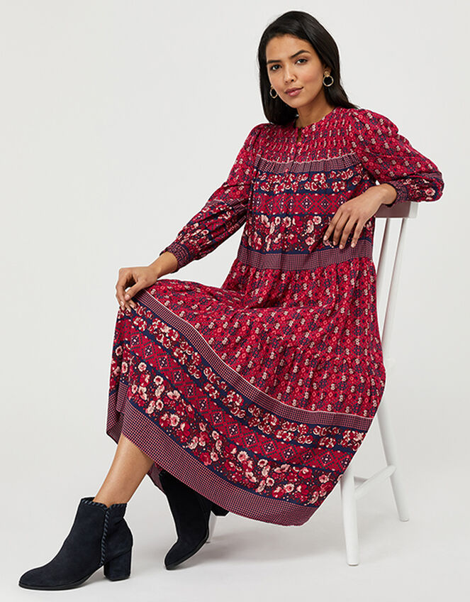 Deanna Printed Dress in LENZING™ ECOVERO™, Orange (CORAL), large