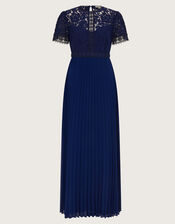 Pippa Pleated Maxi Dress, Blue (NAVY), large