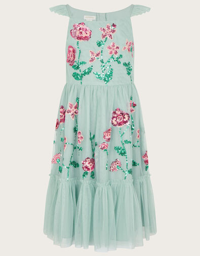 Petal Embellished Sequin Maxi Dress, Green (GREEN), large
