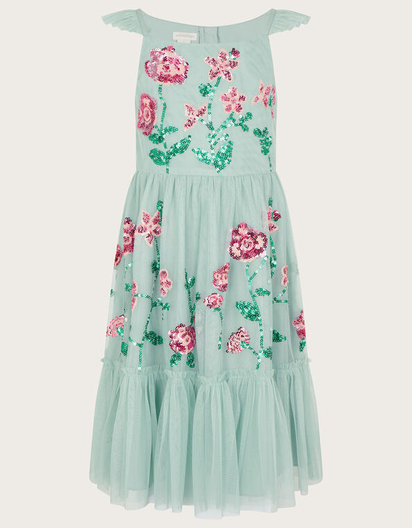 Petal Embellished Sequin Maxi Dress, Green (GREEN), large