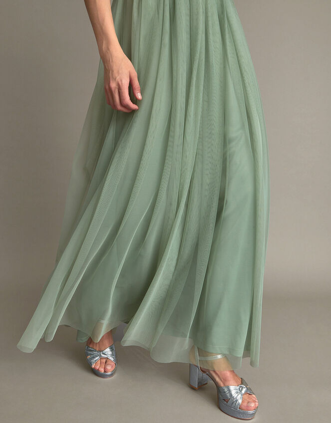 Meghan Mesh Maxi Dress in Recycled Polyester, Green (GREEN), large