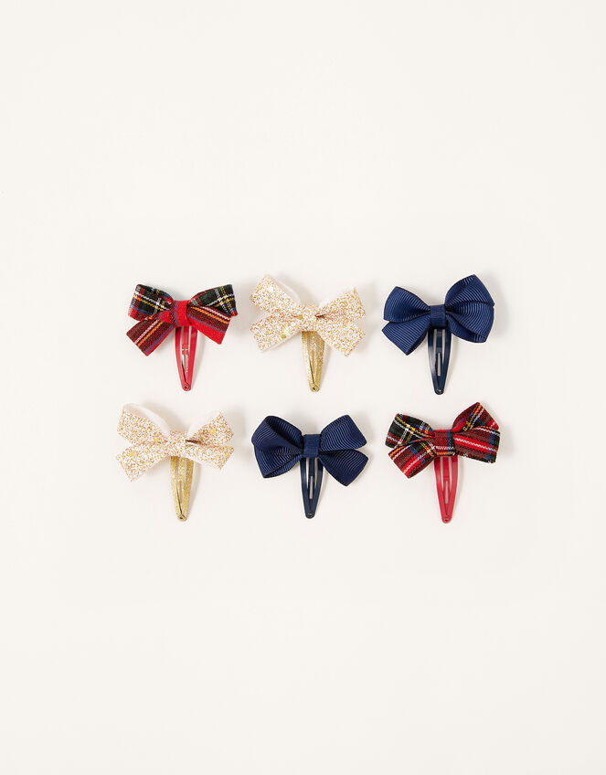 School Bow Hair Clip Set, , large
