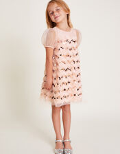 Sequin Ruffle A-Line Dress, Pink (PALE PINK), large