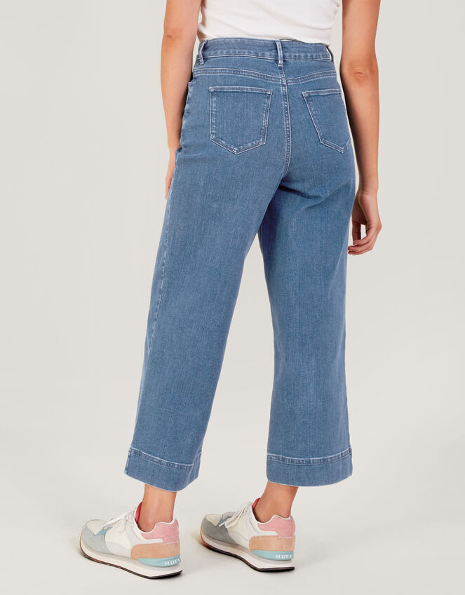 Wide Leg Cropped Jeans , Blue (DENIM BLUE), large