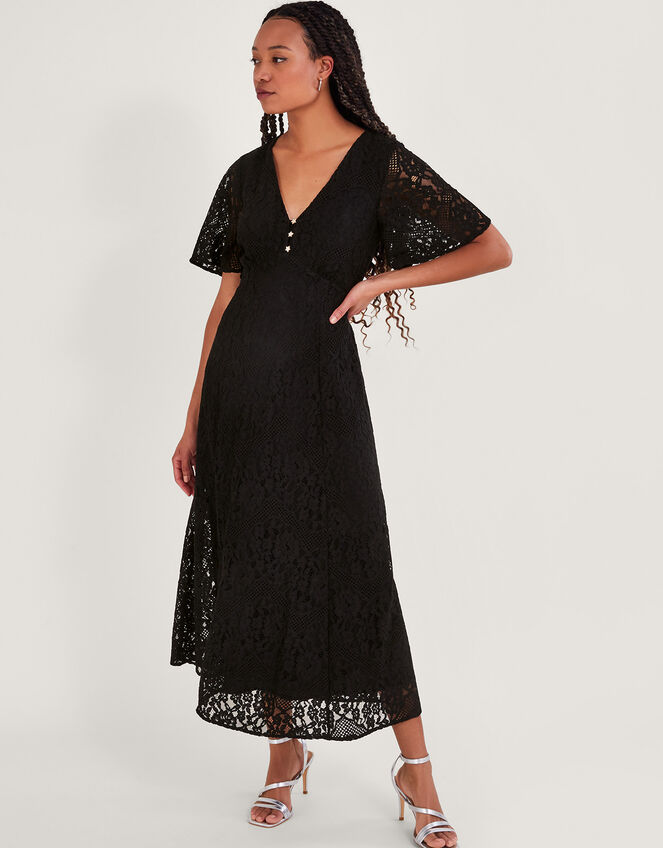 Lucia Lace Tea Dress, Black (BLACK), large