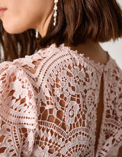 Monica Lace Midi Bridesmaid Dress, Pink (SOFT PINK), large