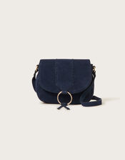 Suede Saddle Hoop Cross-Body Bag, , large