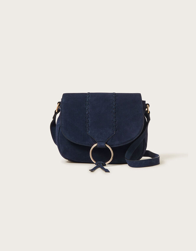 Suede Saddle Hoop Cross-Body Bag, , large