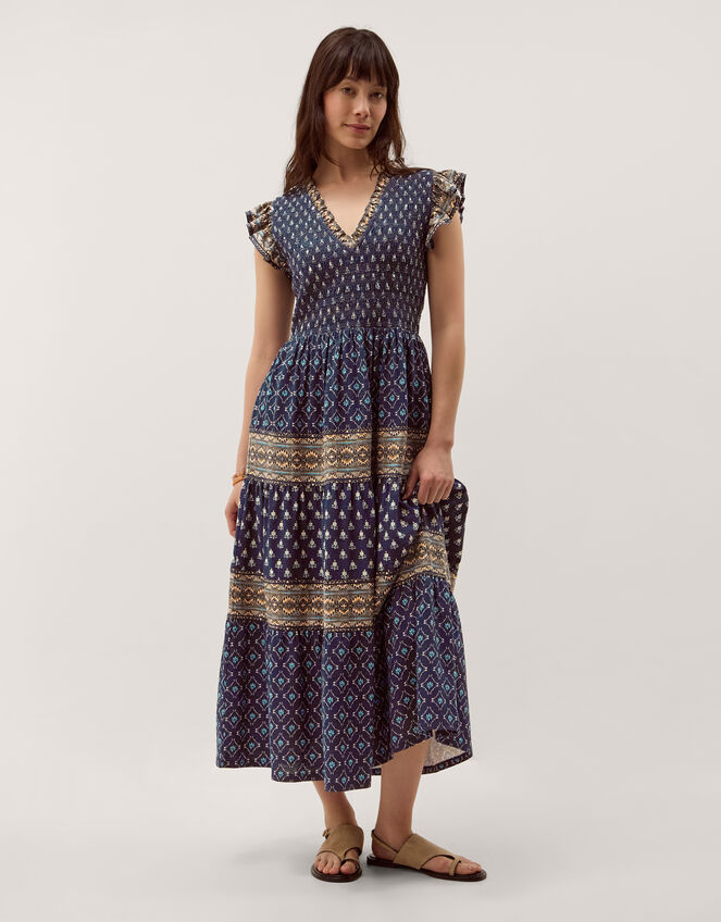 Amaya Print Jersey Maxi Dress, Blue (NAVY), large