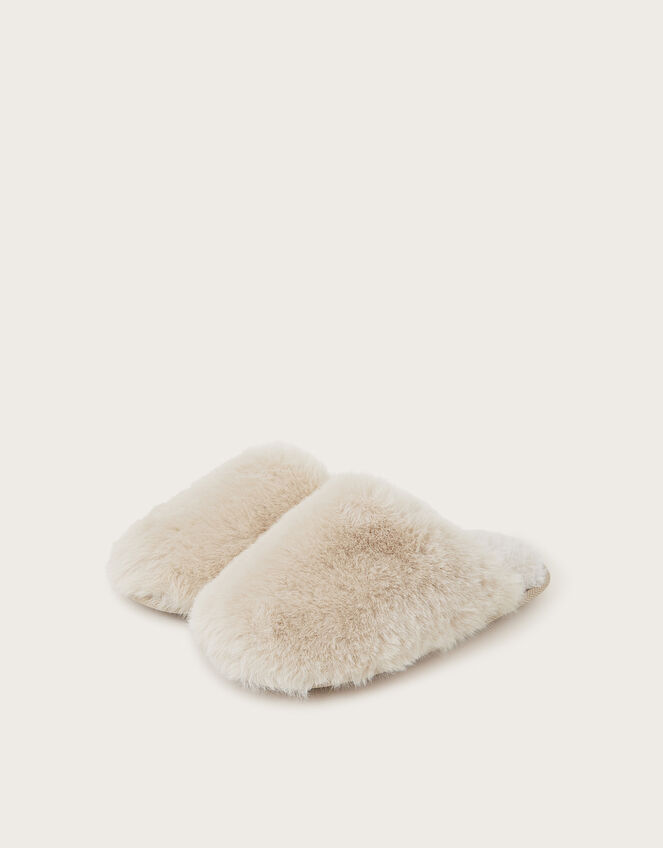 Cara Faux Fur Mule Slippers, Natural (NEUTRAL), large