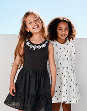 2-in-1 Broderie Dress, Black (BLACK), large