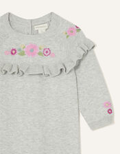 Newborn Floral Knit Sleepsuit, Grey (GREY), large