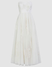 Donna Embroidered Bandeau Bridal Maxi Dress, Ivory (IVORY), large
