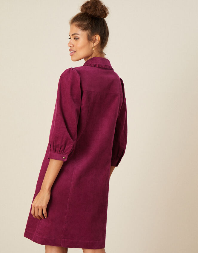 Eliza Collared Cord Dress, Red (BERRY), large