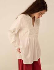East Alva Hand-Chikankari Embroidered Top, White (WHITE), large