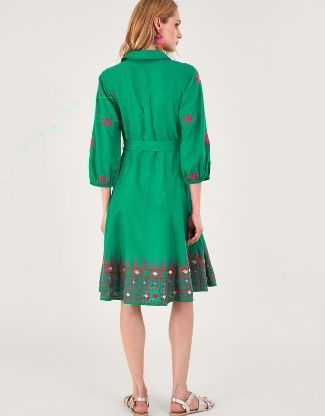 Embroidered Shirt Dress, Green (GREEN), large