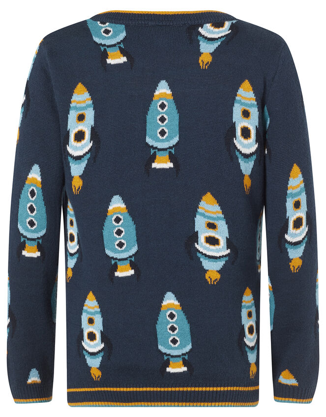 Rocket Knit Jumper in Organic Cotton, Blue (NAVY), large