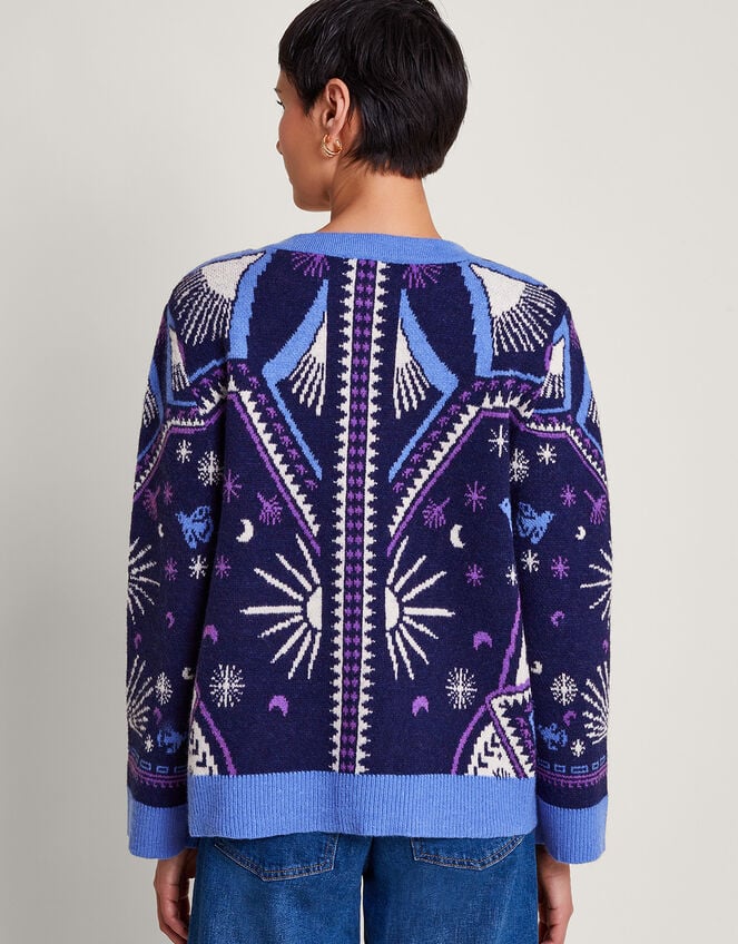 Elsie Print Cardigan, Blue (BLUE), large