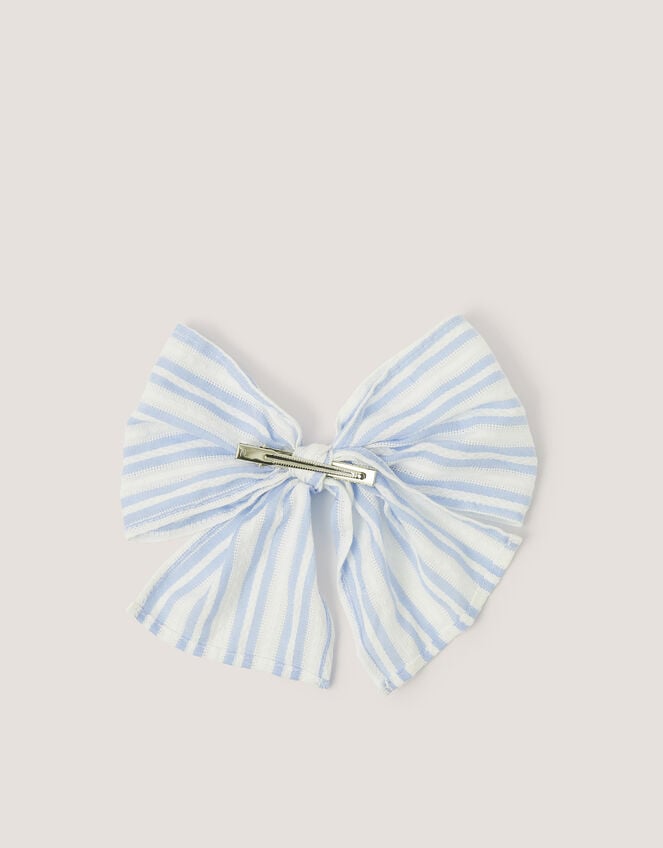 Stripe Bow Hair Clip, , large