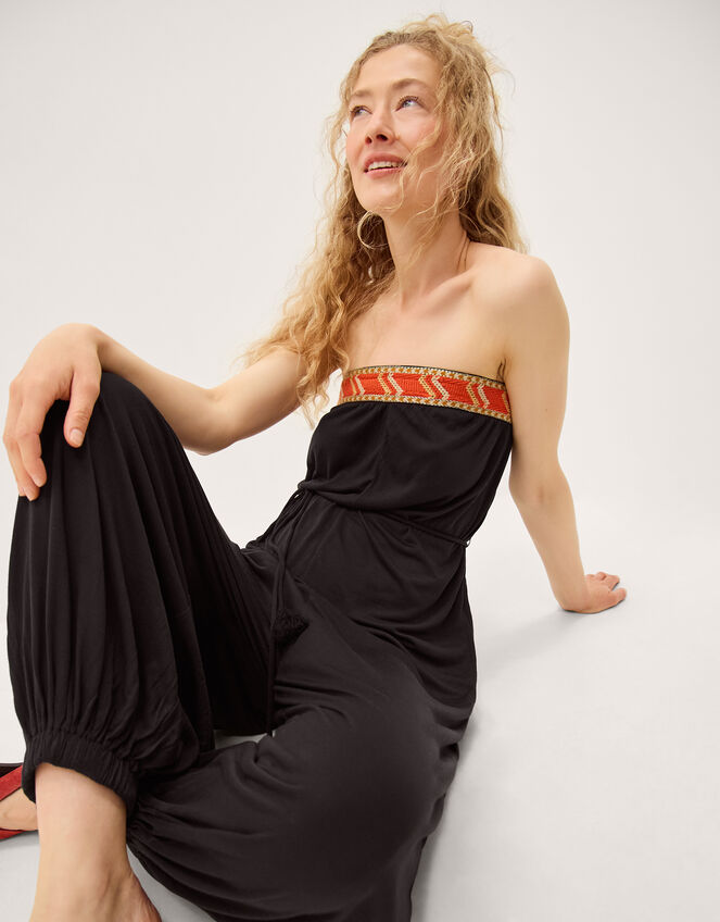 Matilda Embroidered Balloon Leg Jumpsuit, Black (BLACK), large