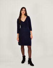Stitch Short Dress with Recycled Polyester, Blue (NAVY), large