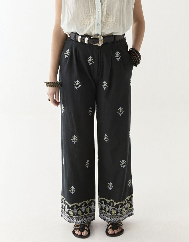 Maison Hotel Lolo Floral Straight-Leg Trousers, Black (BLACK), large